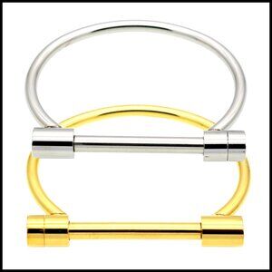Stainless Steel Screw Cuff Bracelet Set Minimalist Unisex D Shape Bangle